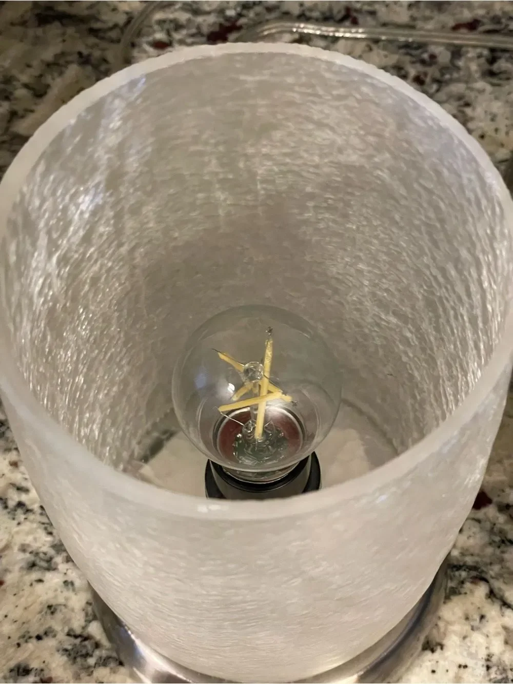 Modern Frosted Accent Table Lamp with Crackled Glass Shade & Brushed Nickel